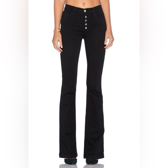 J Brand Maria Exposed Button Flare, Seriously Black, Size 27 - Picture 2 of 12